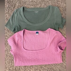 Old Navy Women's Short Sleeve Tops in Green and Pink